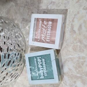 2-Pk L.A.Colors Matte Eyeshadow Babypop Teal Steel & Whisper